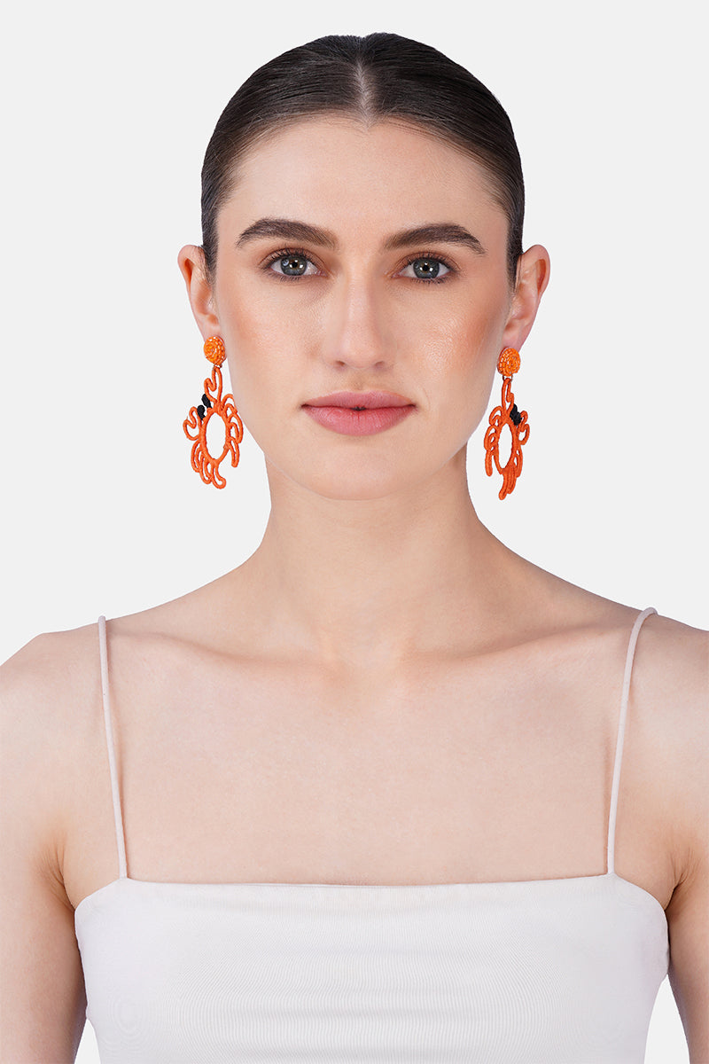 Coastal Crabby Chic Hand-Beaded Statement Earrings