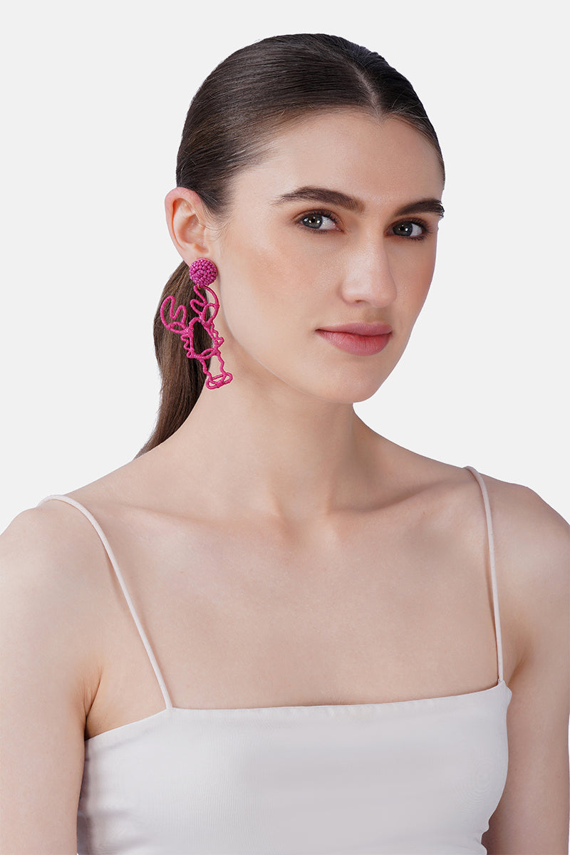 Coastal Lobster Shell Hand-Beaded Statement Earrings | view 1