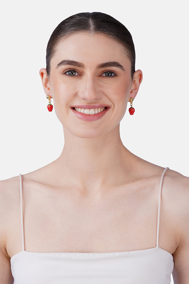 Wild Berry Pop Hand-Beaded Statement Earrings