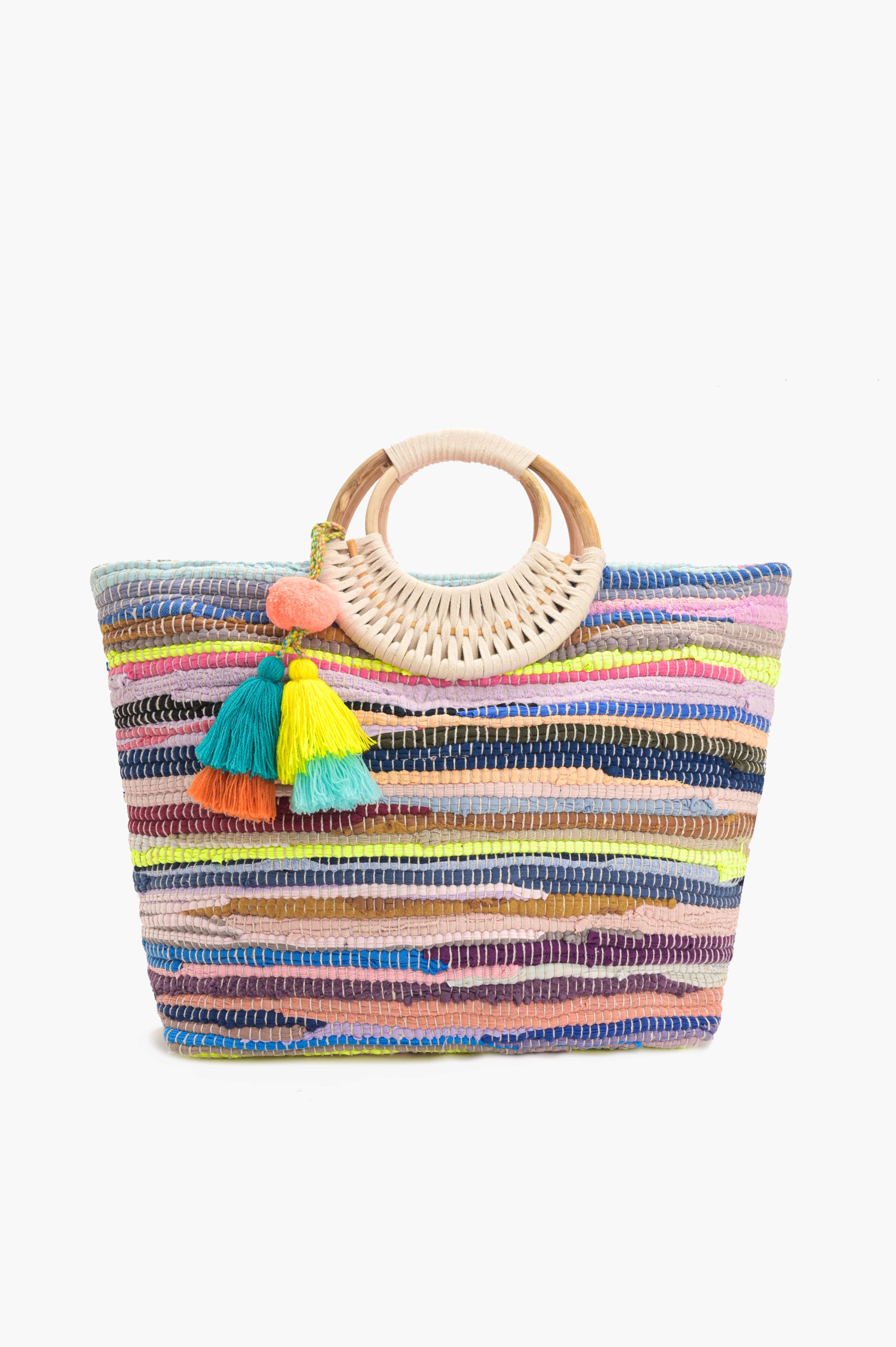 Rainbow Handwoven Tote With Tassel