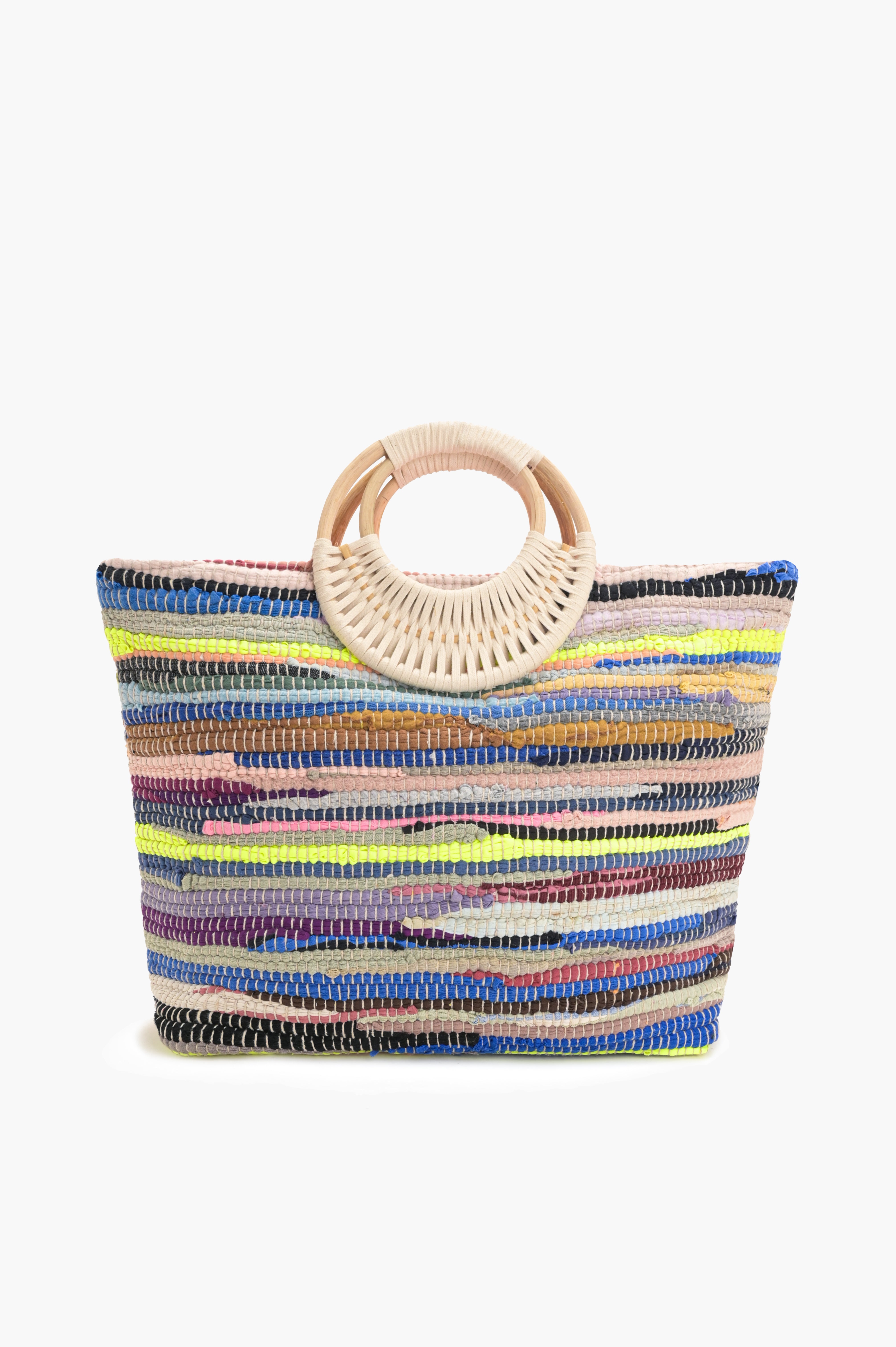 Rainbow Handwoven Tote With Tassel
