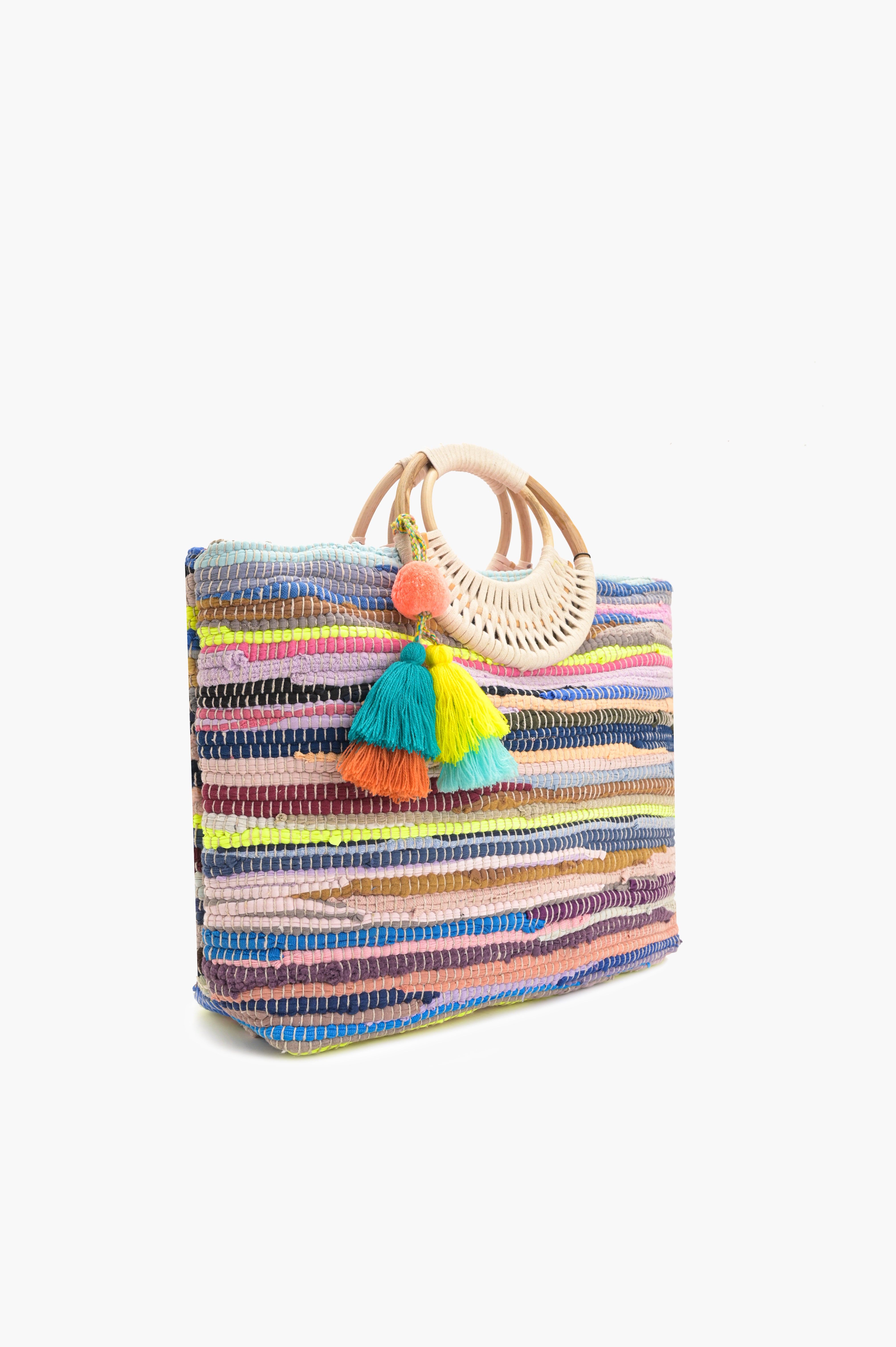 Rainbow Handwoven Tote With Tassel