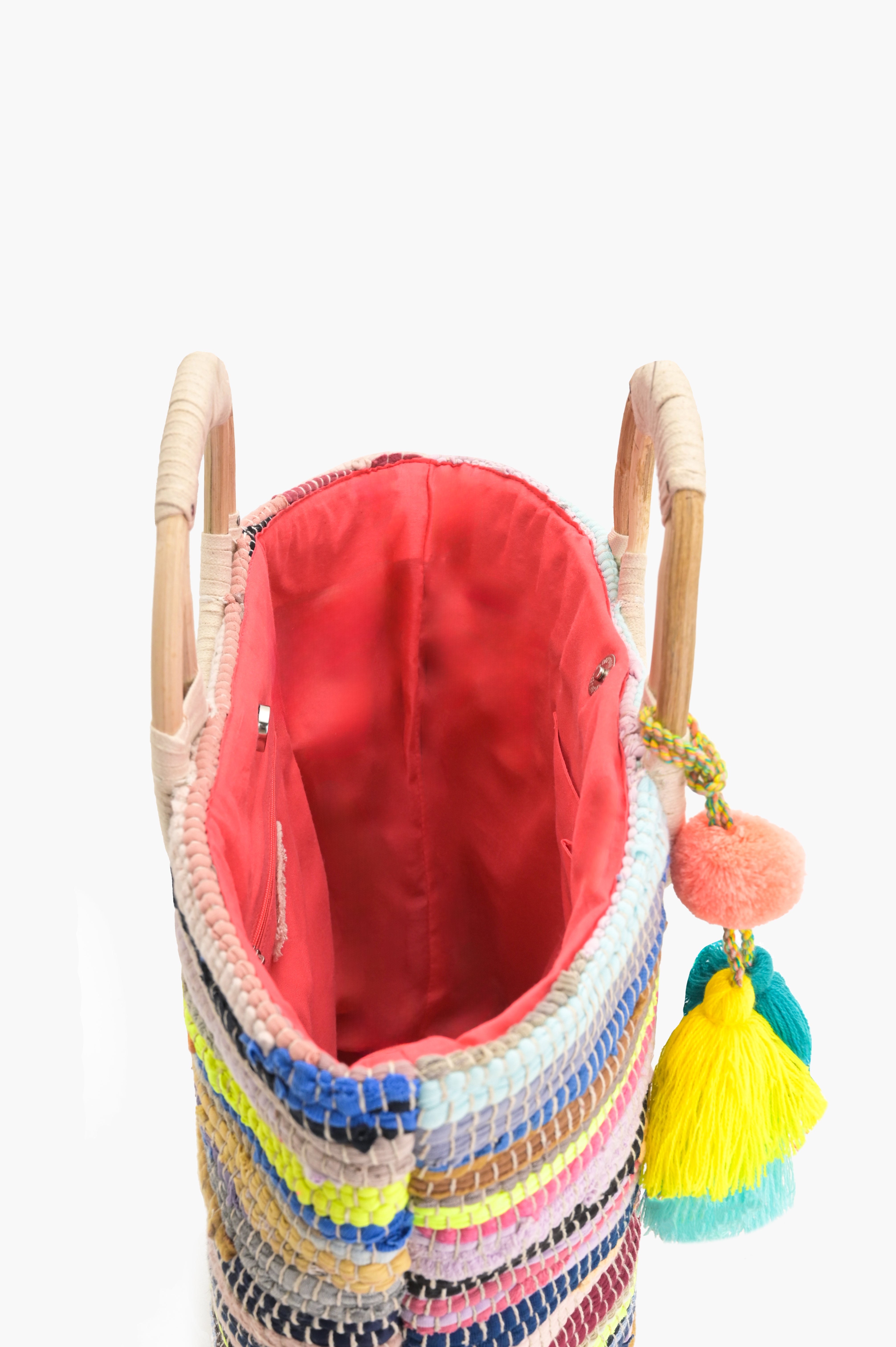 Rainbow Handwoven Tote With Tassel