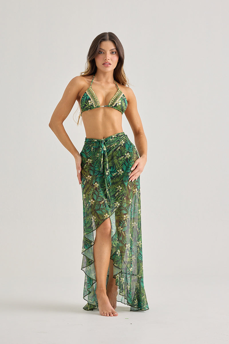 Tropical Mesh Maxi Skirt Cover-Up–Sheer & Flowing Elegance