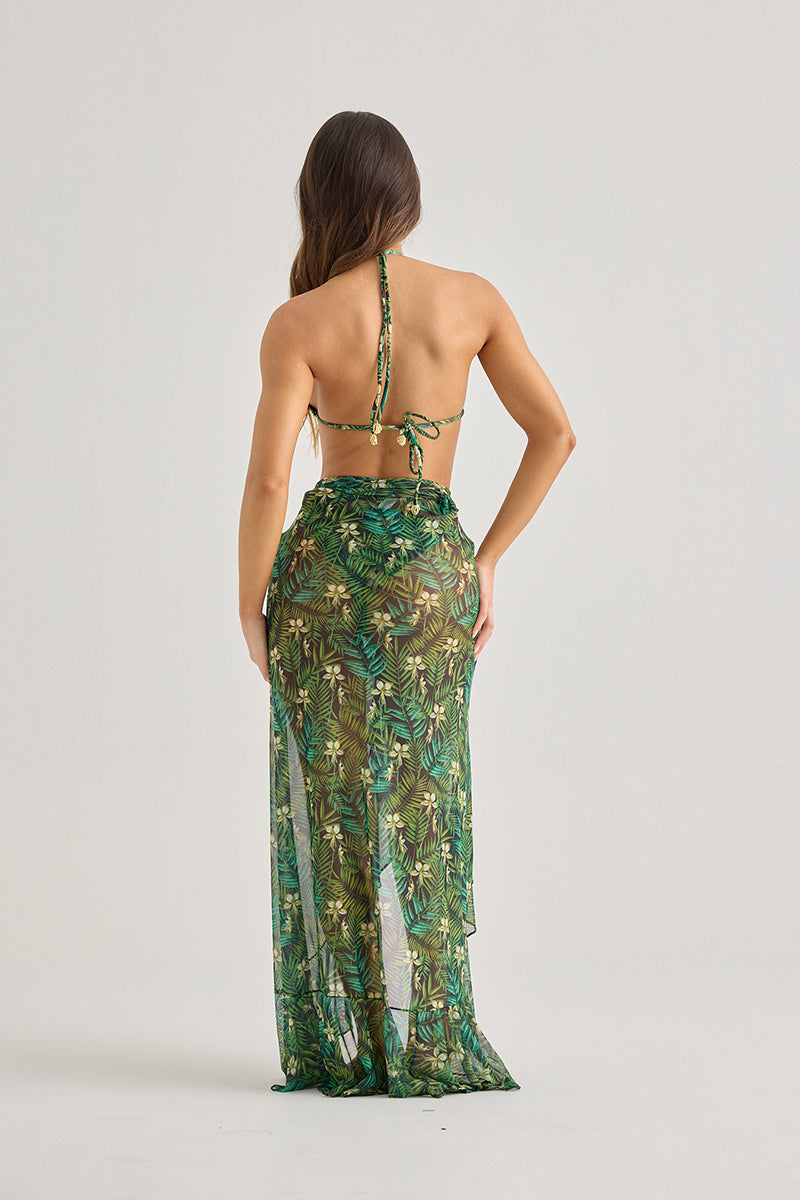 Tropical Mesh Maxi Skirt Cover-Up–Sheer & Flowing Elegance