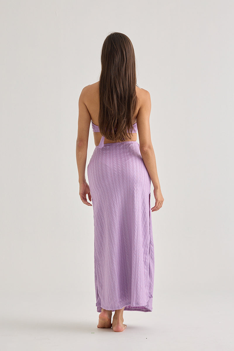 Lilac Halter Cut-Out Beach Dress–Resort Glam In Soft Pastel