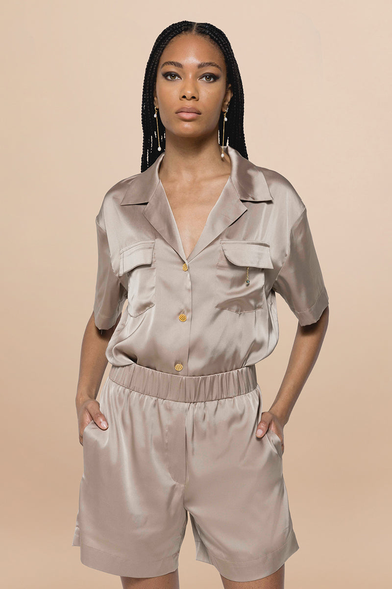 The Co-Ord Short Set in Champagne