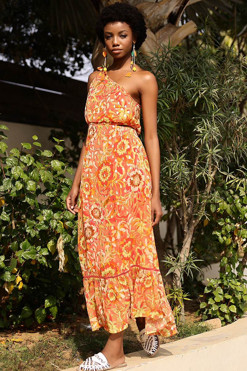 strapless open back dress Garden Glory One Shoulder Dress