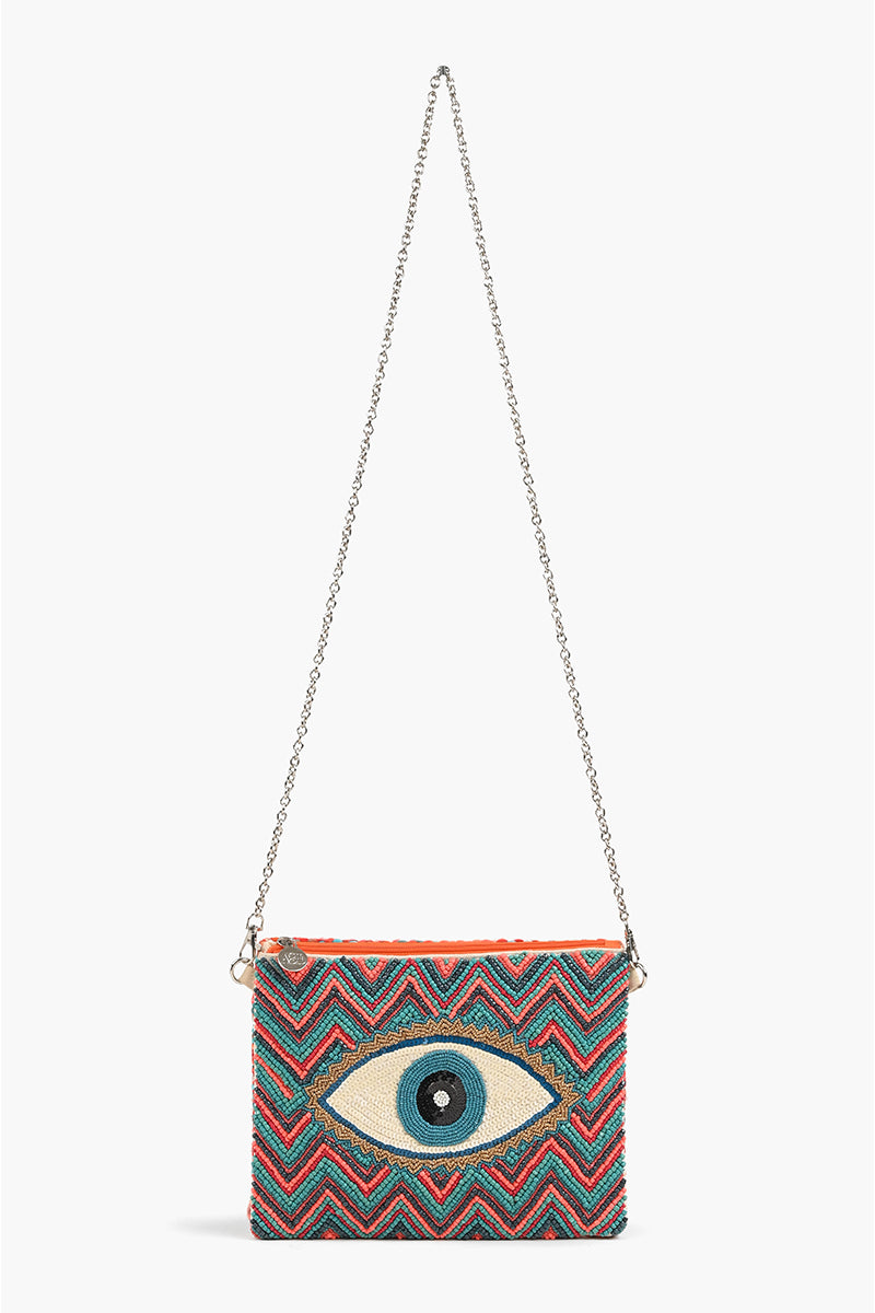 Evil Eye Good Luck Clutch with Removable Crossbody Chain