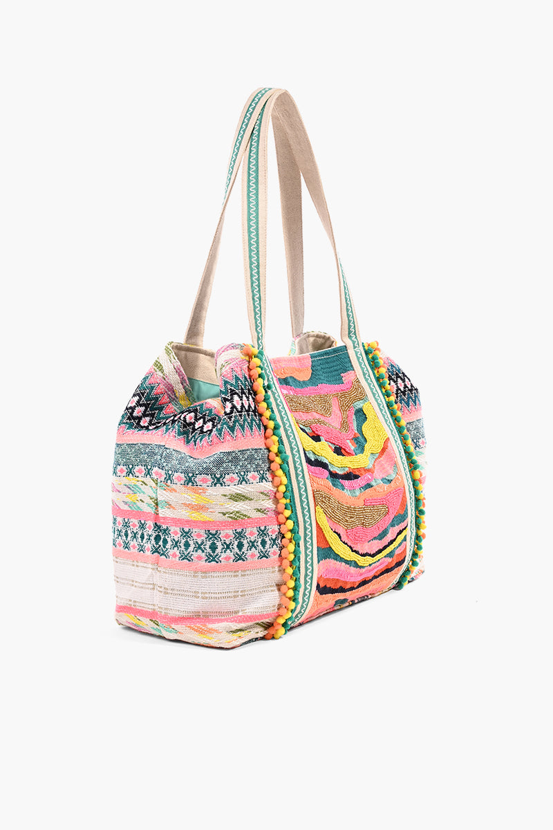 Daphne Embellished Multi-colored Hand Beaded Personalized Tote