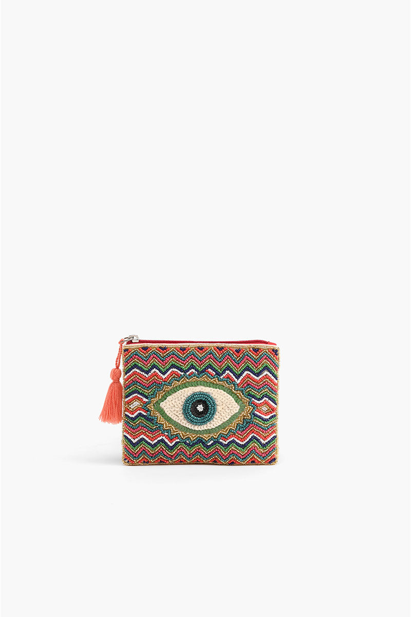 Pink Embellished Evil Eye Mini Pouches