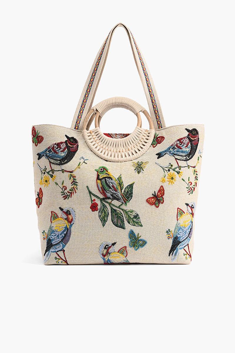 Birds in Paradise Hand Beaded Tote For Women | America & Beyond display picture 1