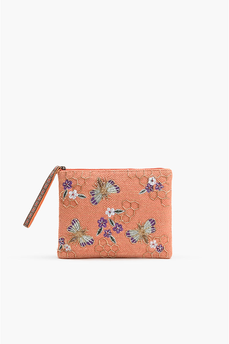 Orange Bee Wristlets Hand-Woven Jacquard Design