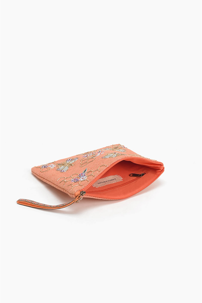 Orange Bee Wristlets Hand-Woven Jacquard Design
