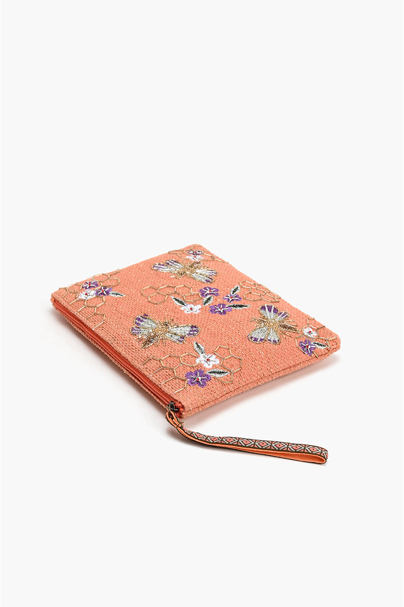 Orange Bee Wristlets Hand-Woven Jacquard Design