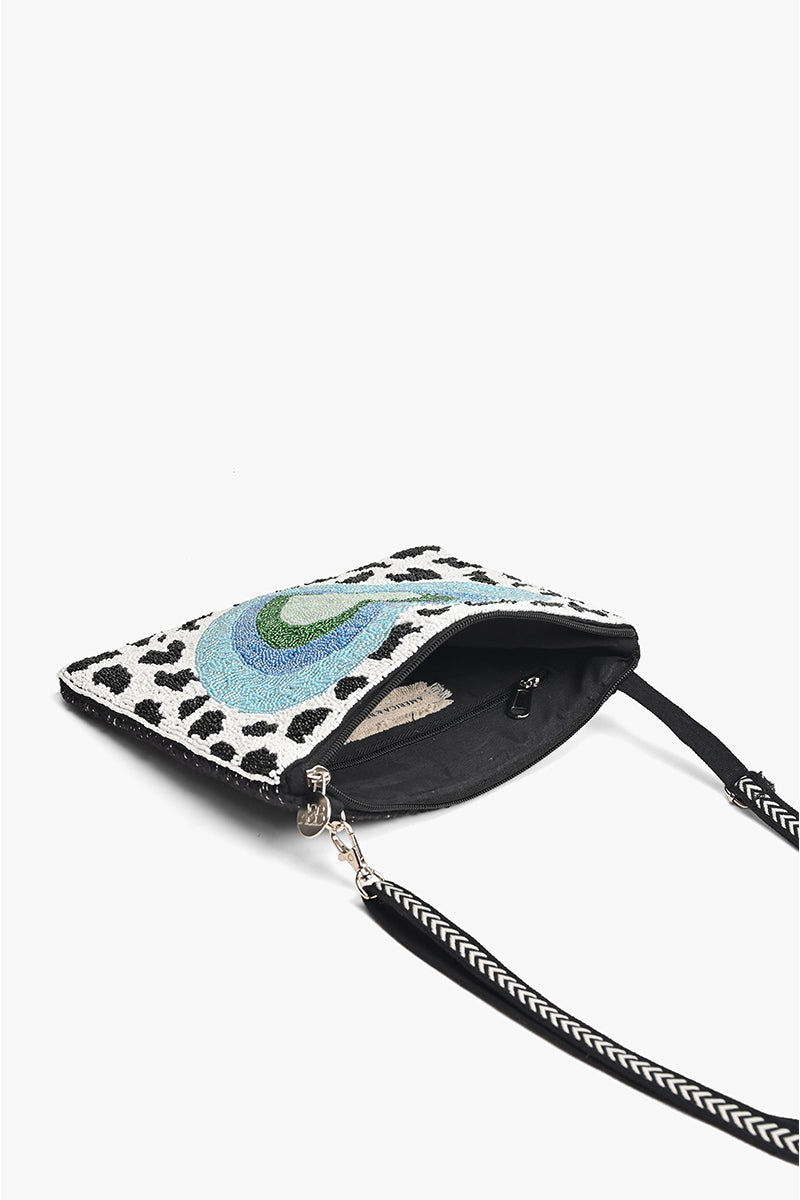 Blue Heart Top Zip Clutch