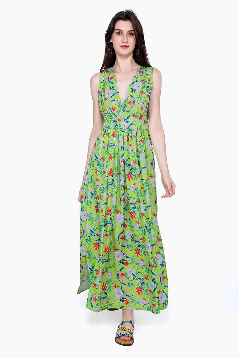 Misty Sunshine Floral Maxi Dress M