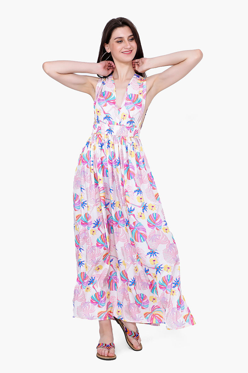 Palm Florals Maxi Dress