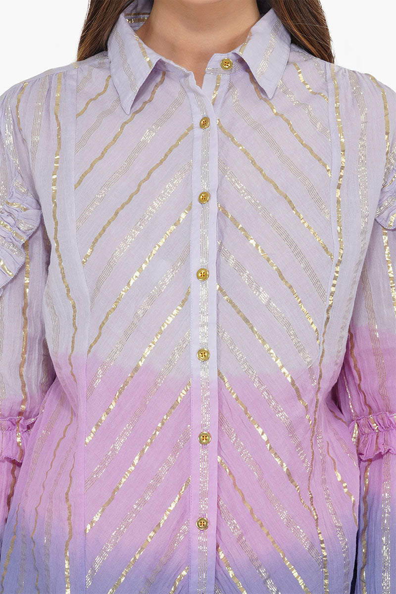 Very Peri Cotton Shirt Dress