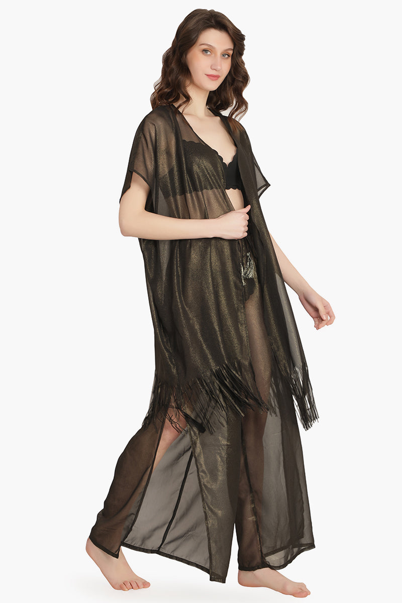 Black Shimmer Sheer Cover Up