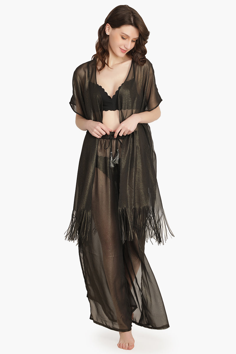 Black Shimmer Sheer Cover Up