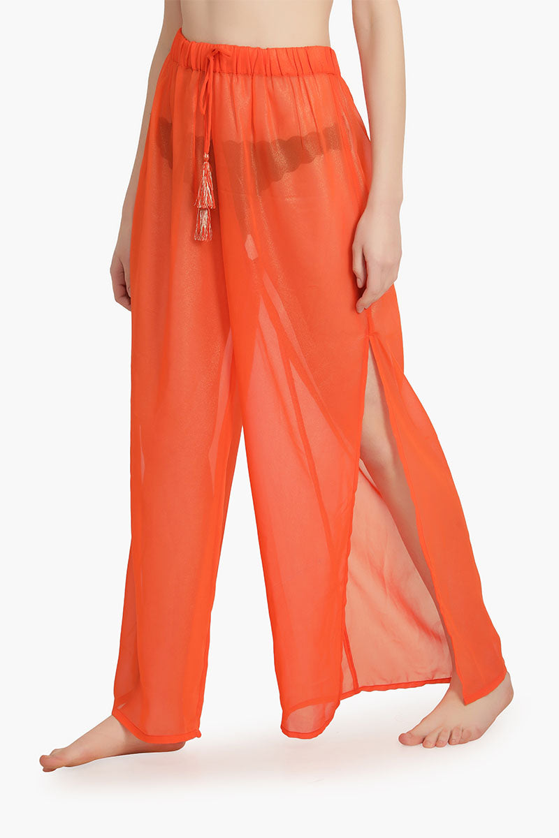 Orange Shimmer Sheer Cover Up Pants