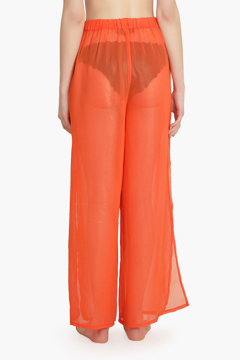 Orange Shimmer Sheer Cover Up Pants