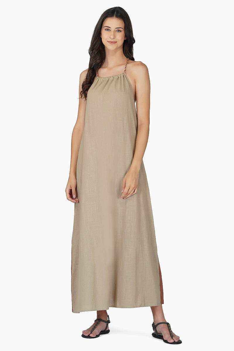 Sandstone Cotton Maxi Dress M