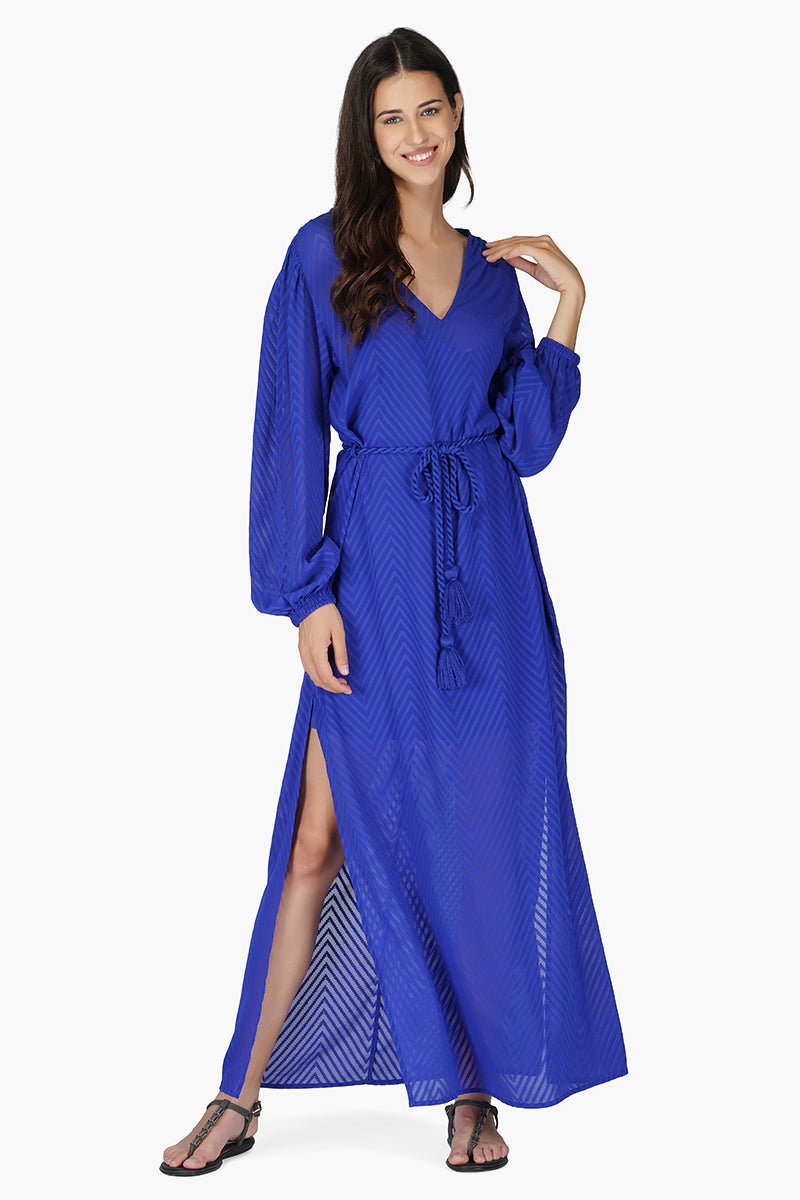 Princess Blue Chevron Maxi Dress America & Beyond