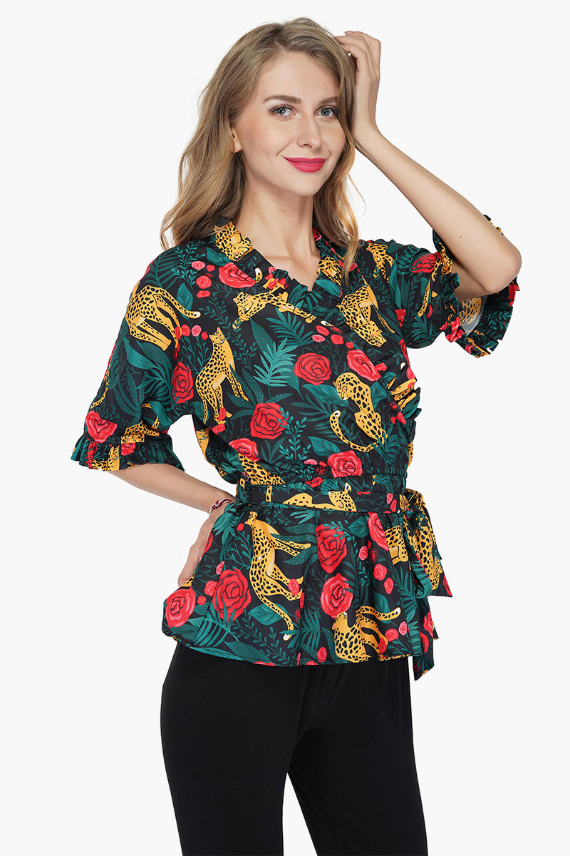 Jaguar Paradise Peplum Top