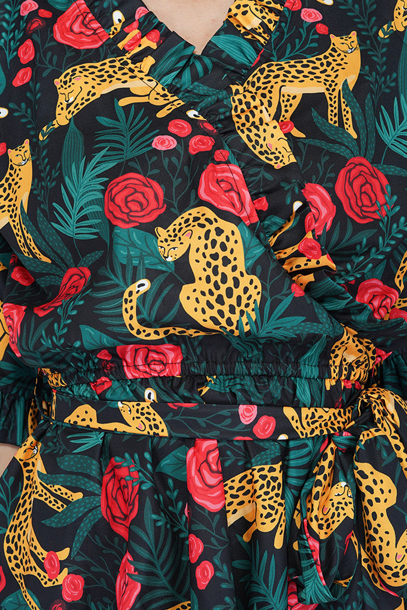 Jaguar Paradise Peplum Top