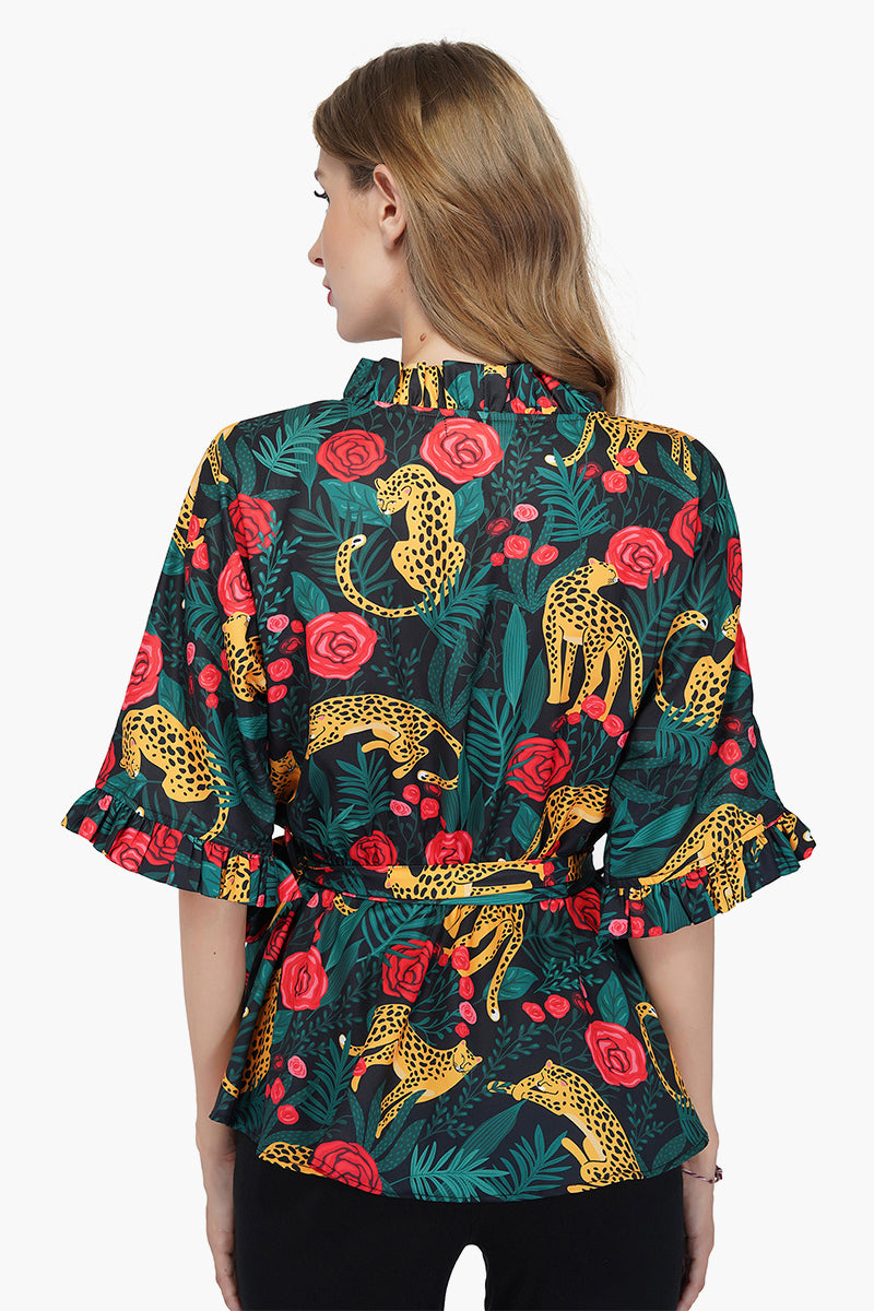 Jaguar Paradise Peplum Top