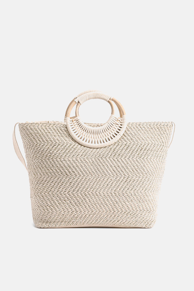 Birch Lurex Durrie Cane Handle Hand Woven Large Tote