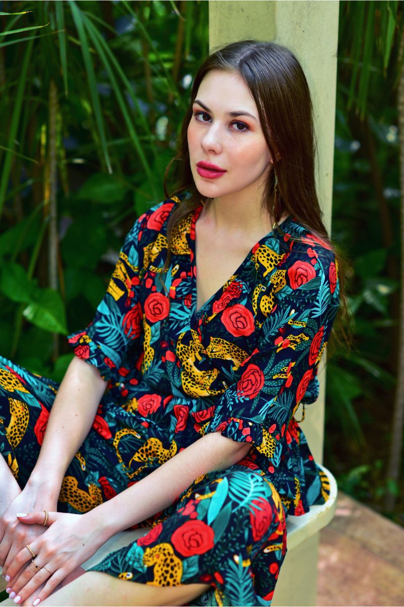 Jaguar Paradise Peplum Top