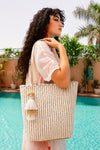 Natural Beauty Upcycled Hand Woven Lt Blue Tote