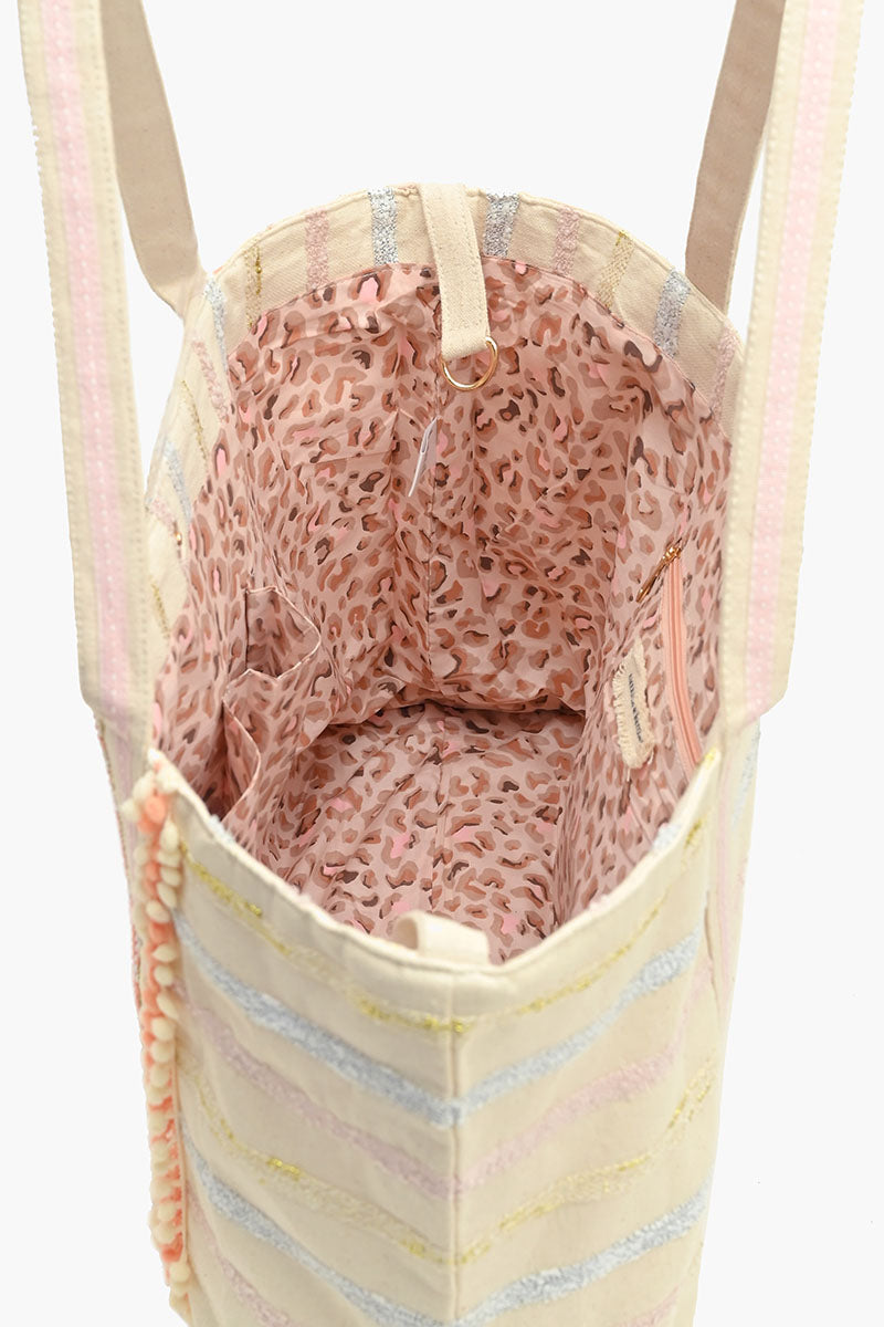 Rose Gold Tote-Hand Beaded Metallic Tote For Women