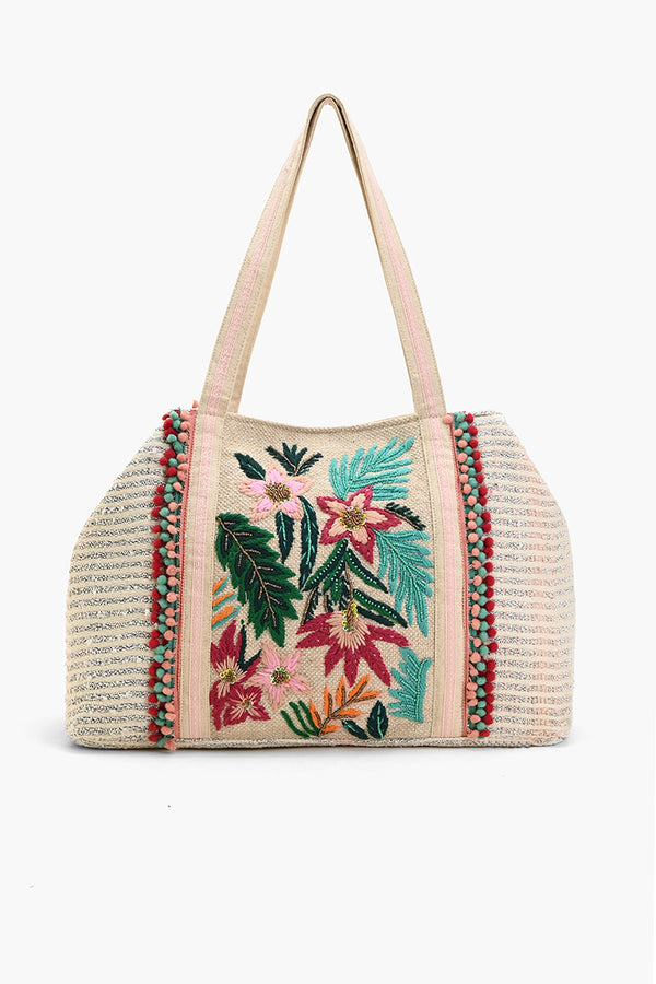 Jungle Flowers Hand Embellished Tote