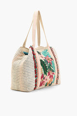 Jungle Flowers Hand Embellished Tote