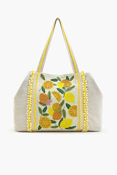 Make Lemonade Tote-Lemon Yellow Hand Beaded Tote