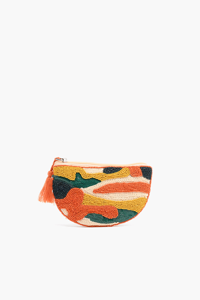 Orange Camo Embellished Crossbody Pouch with Coin Pouch