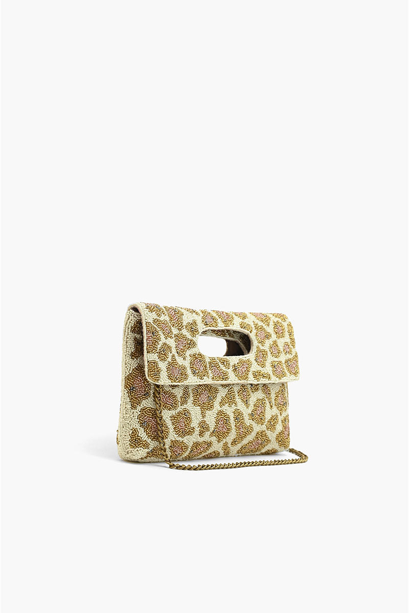 Rose Gold Leopard Clutch with Chain strap