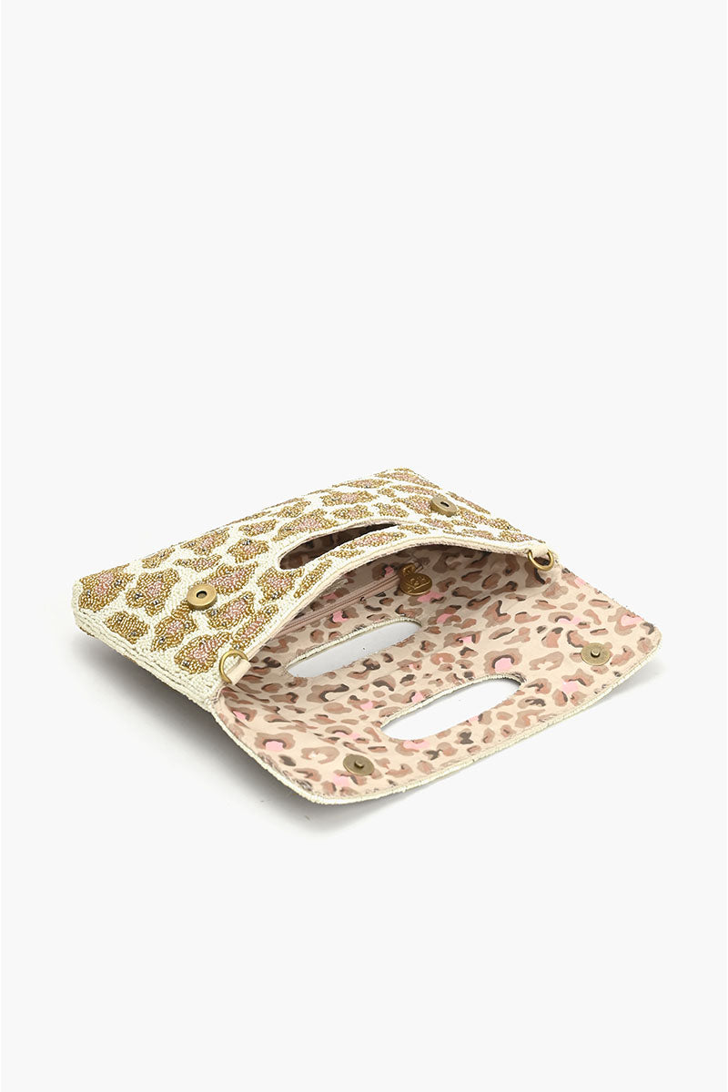 Rose Gold Leopard Clutch with Chain strap