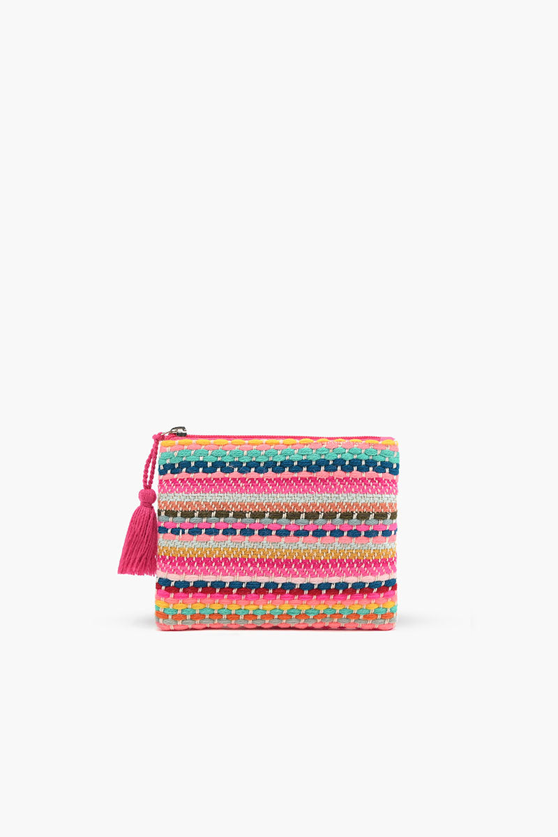 Pink Handwoven Jacquard Coin Bag