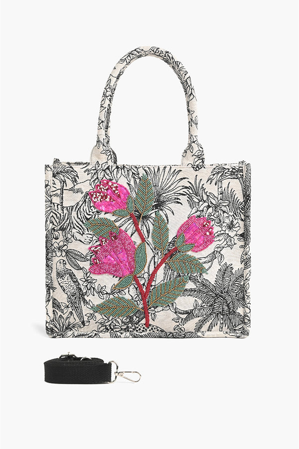 Leopard lily Embellished Tote