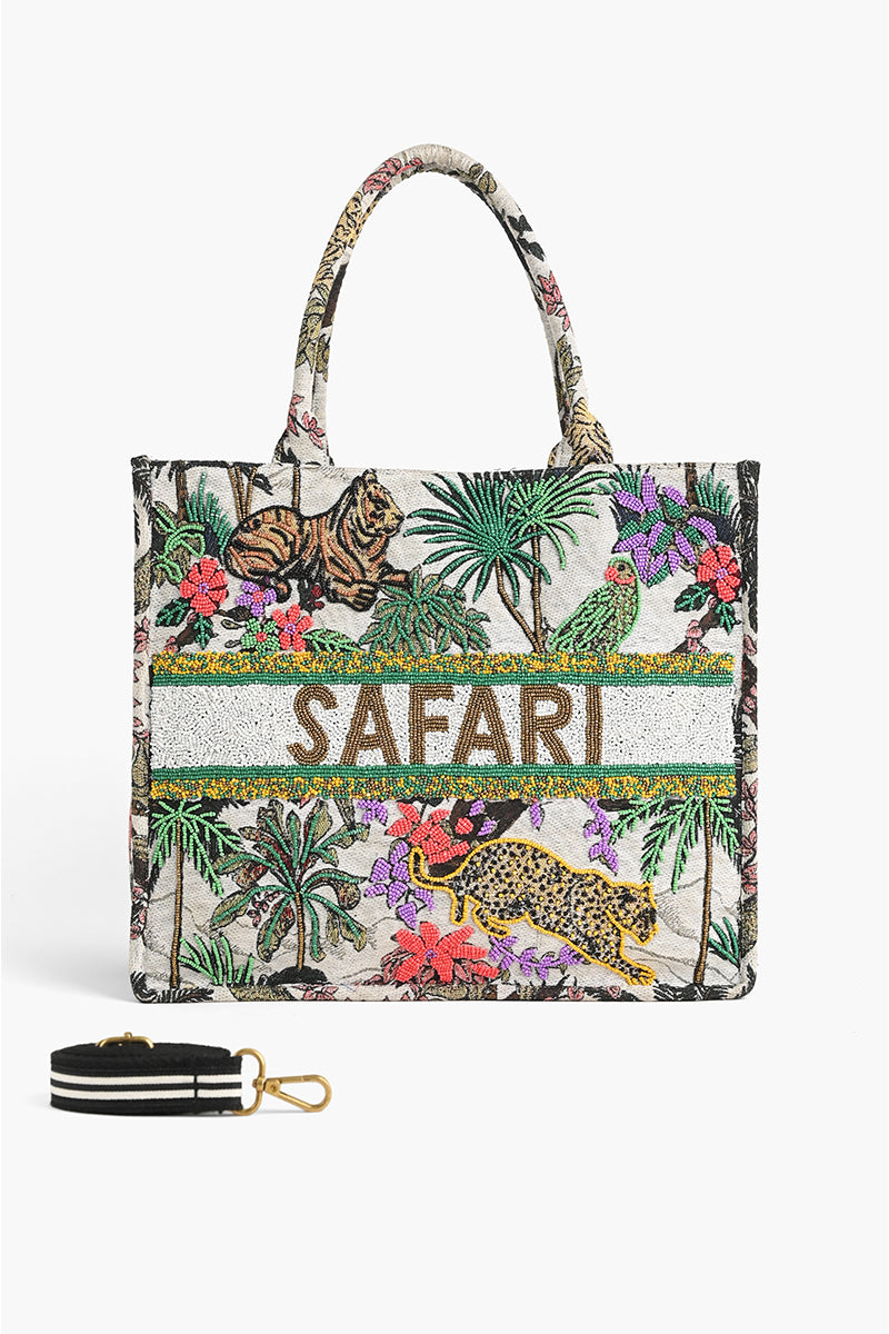 African Safari Embellished Tote – America & Beyond African Safari Embellished Tote – America & Beyond