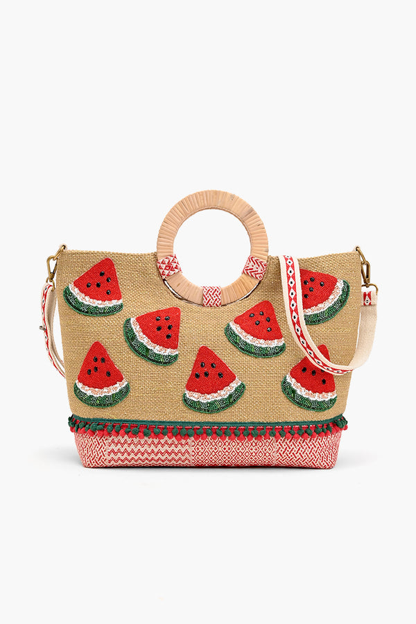 Watermelon Waves Cane Handle Tote