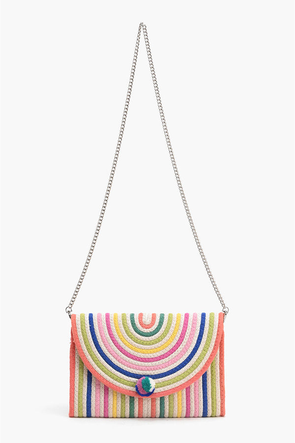 Recycled Cotton Stripe Clutch-Natural Multi