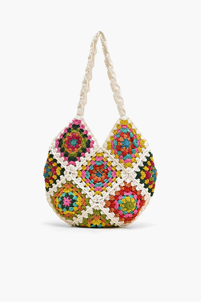 【Raucohouse】Roti crochet net shoulder bag Crochet Raffia Tote Bag, Straw Shoulder Bag, French Market