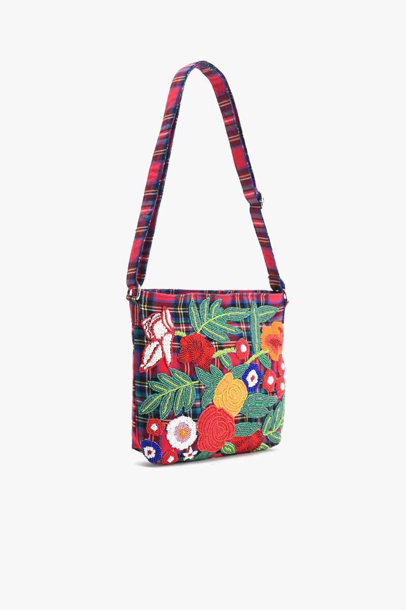 Plaid Pop Floral Shoulder Bag