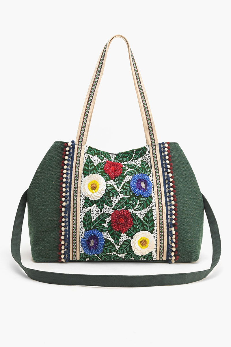 Evergreen Floral Tote